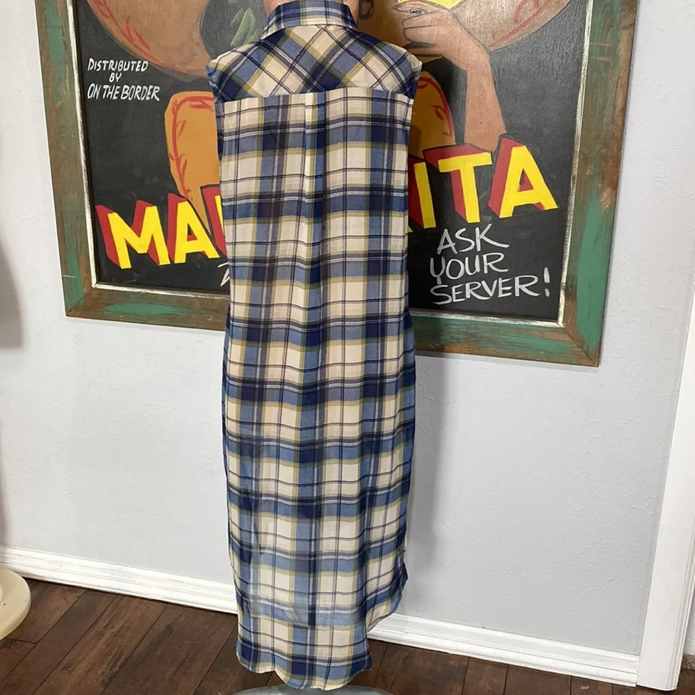 Boho Jane Plaid Sleeveless Duster with Pockets